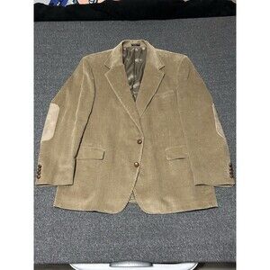 Vtg Bowdon Davis Clothing Tailored Men's Corduroy Tan Button Blazer Coat (Sz L)